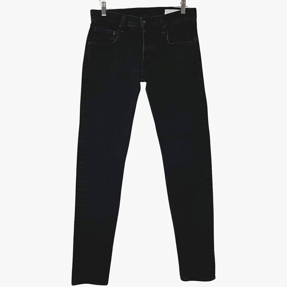 Rag Bone Mens Jeans 32x33 Black Cut 1 Extra Slim Skinny Button Fly Low-Rise USA